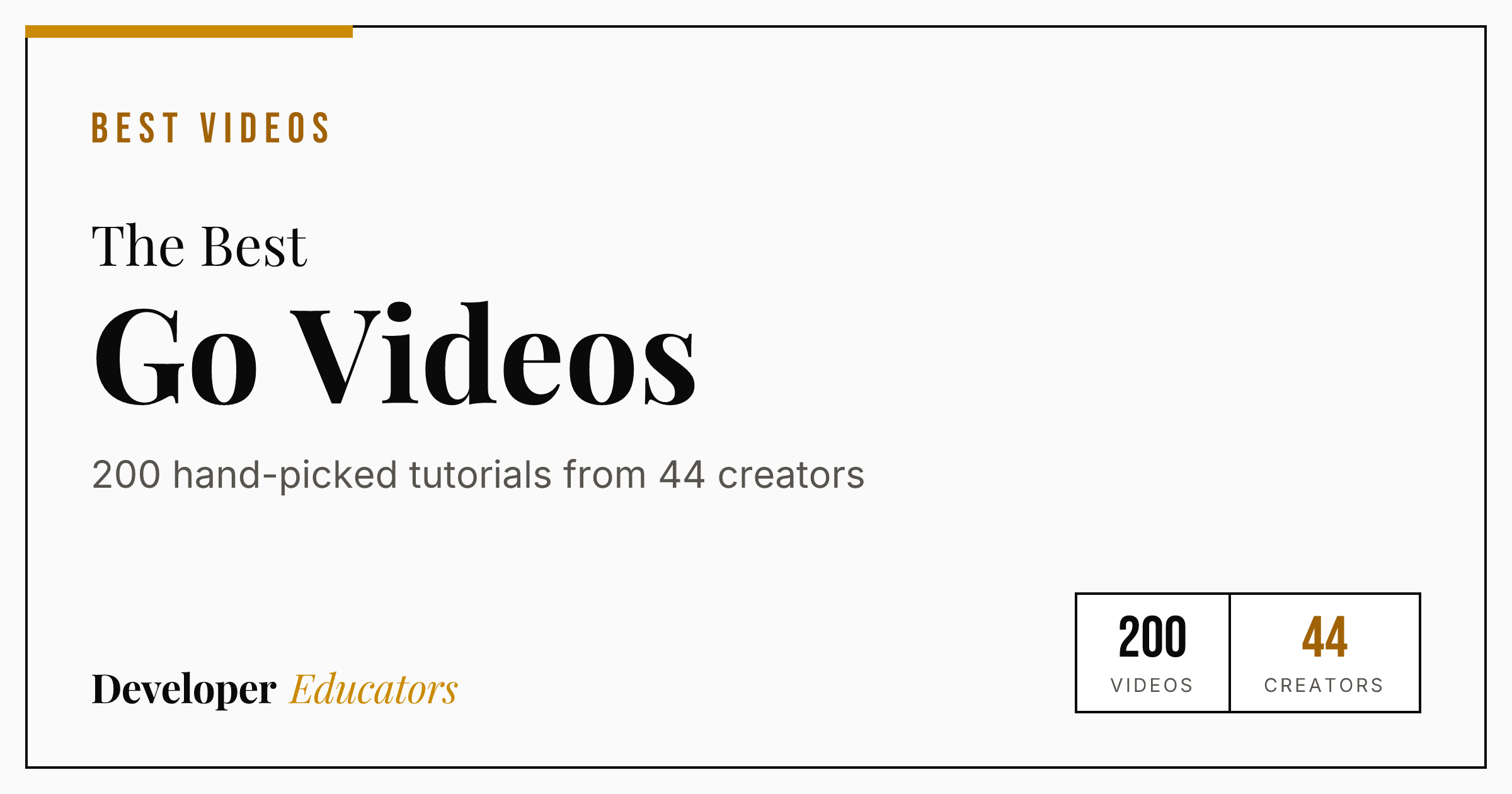 200 Best Go Tutorial Videos on YouTube (2026)