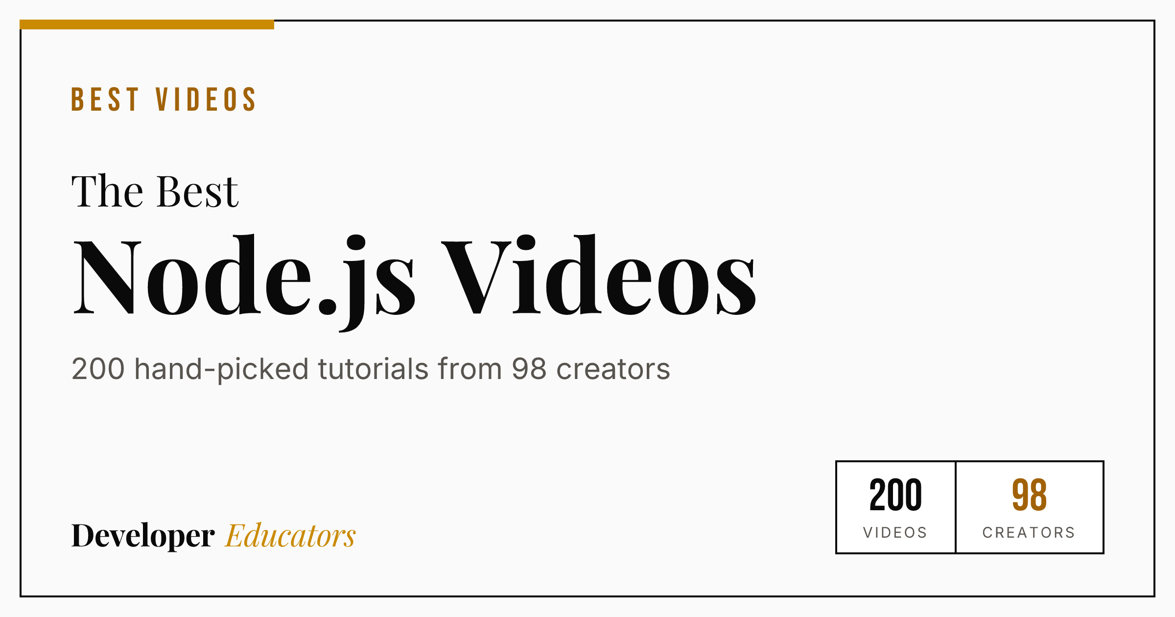 200 Best Node.js Tutorial Videos on YouTube (2026)