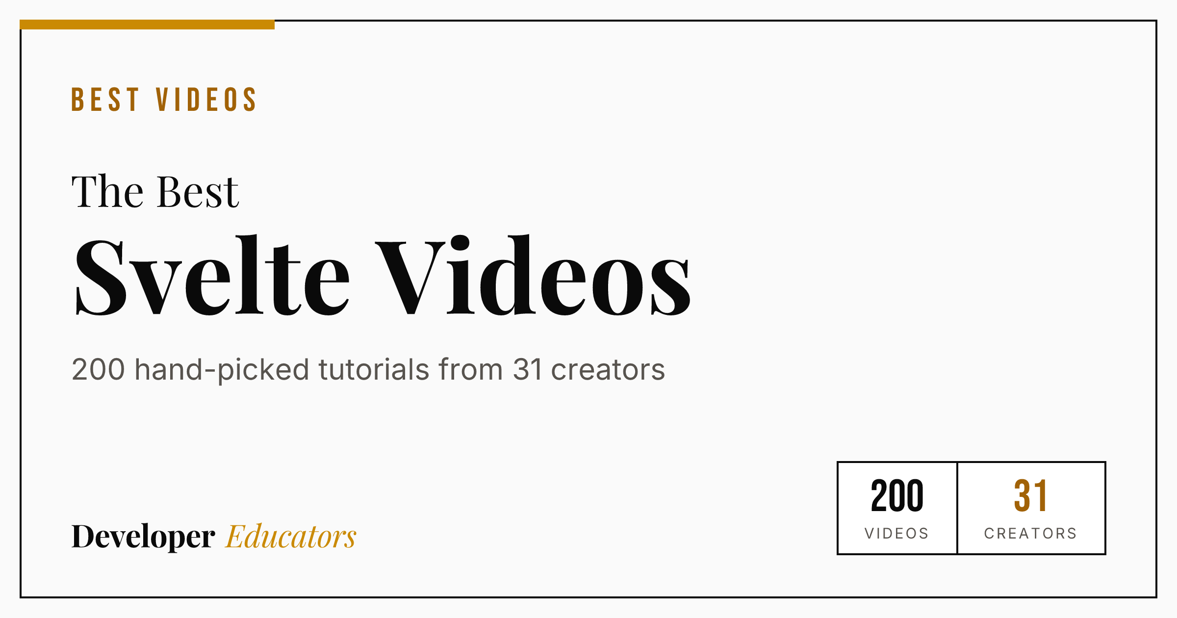 200 Best Svelte Tutorial Videos on YouTube (2026)