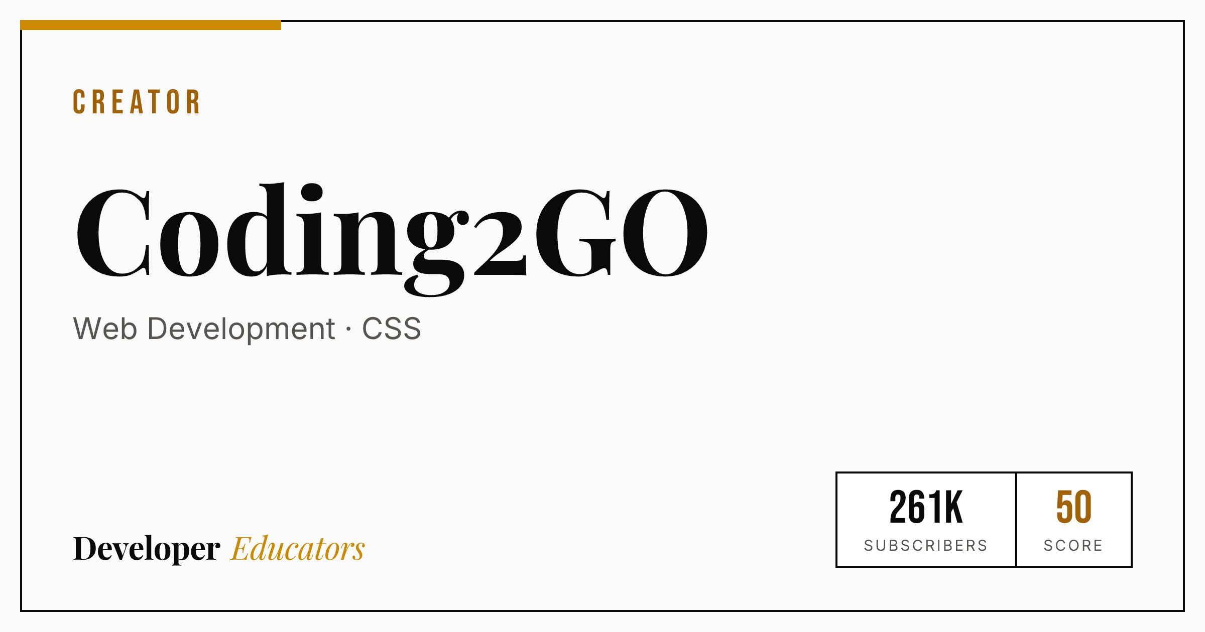 Coding2GO - backend YouTube Channel | Developer Educators