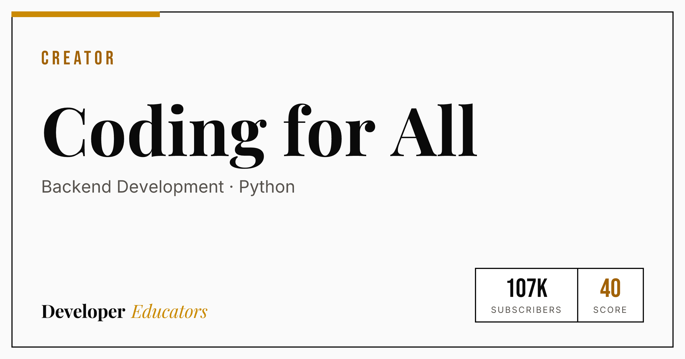 Coding for All - backend YouTube Channel | Developer Educators
