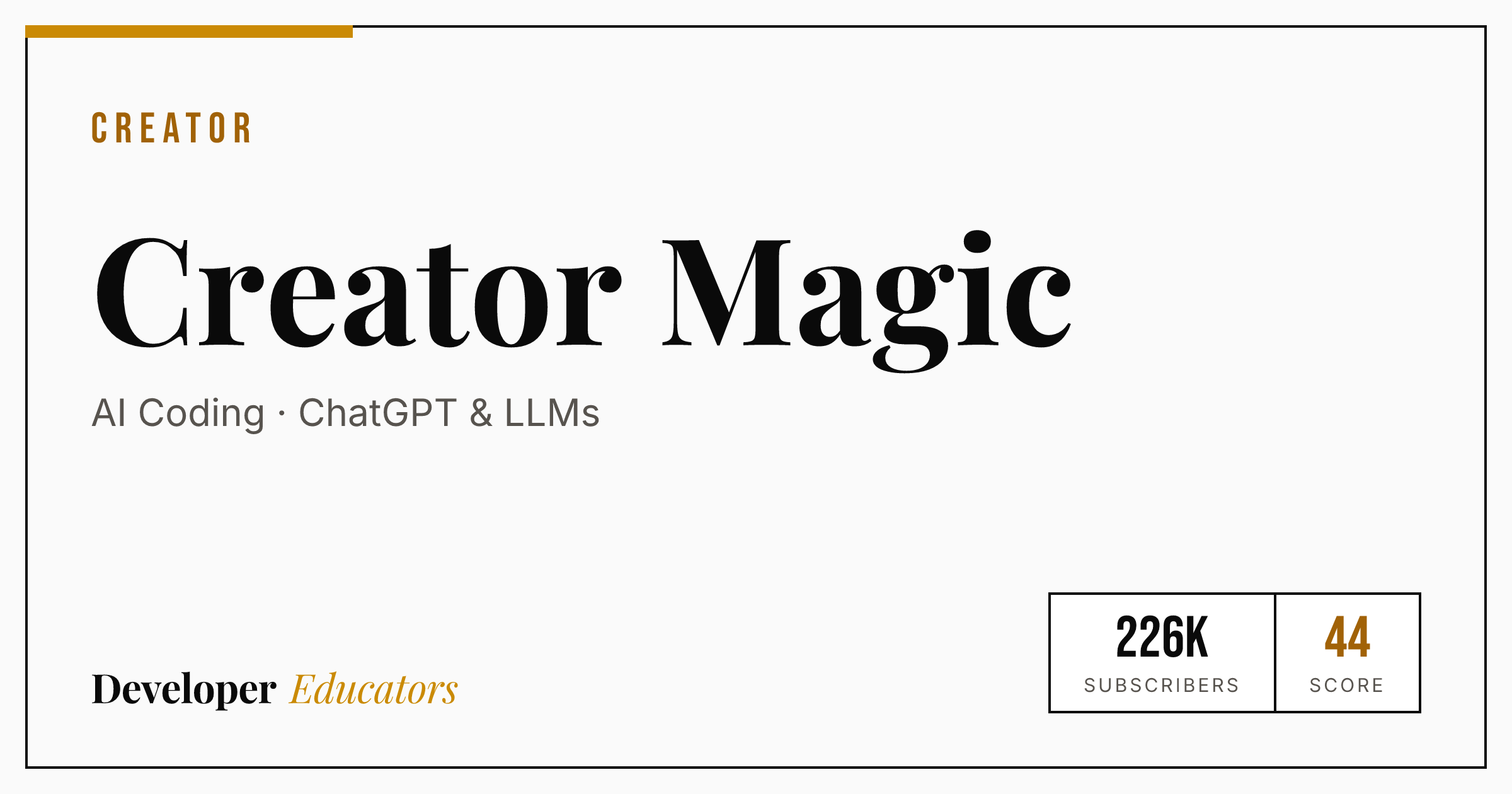 Creator Magic - AI Coding YouTube Channel | Developer Educators