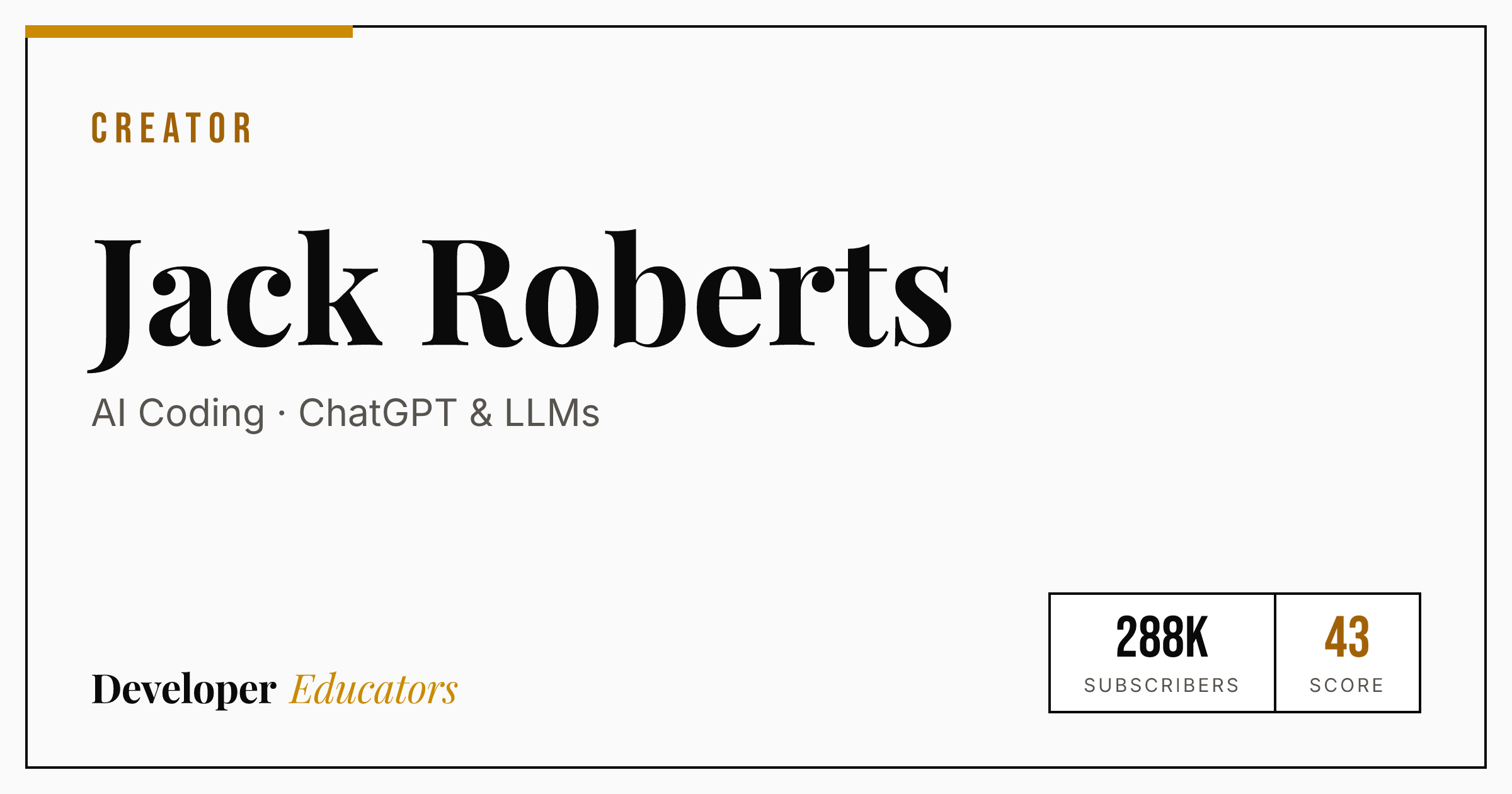 Jack Roberts - AI Coding YouTube Channel | Developer Educators