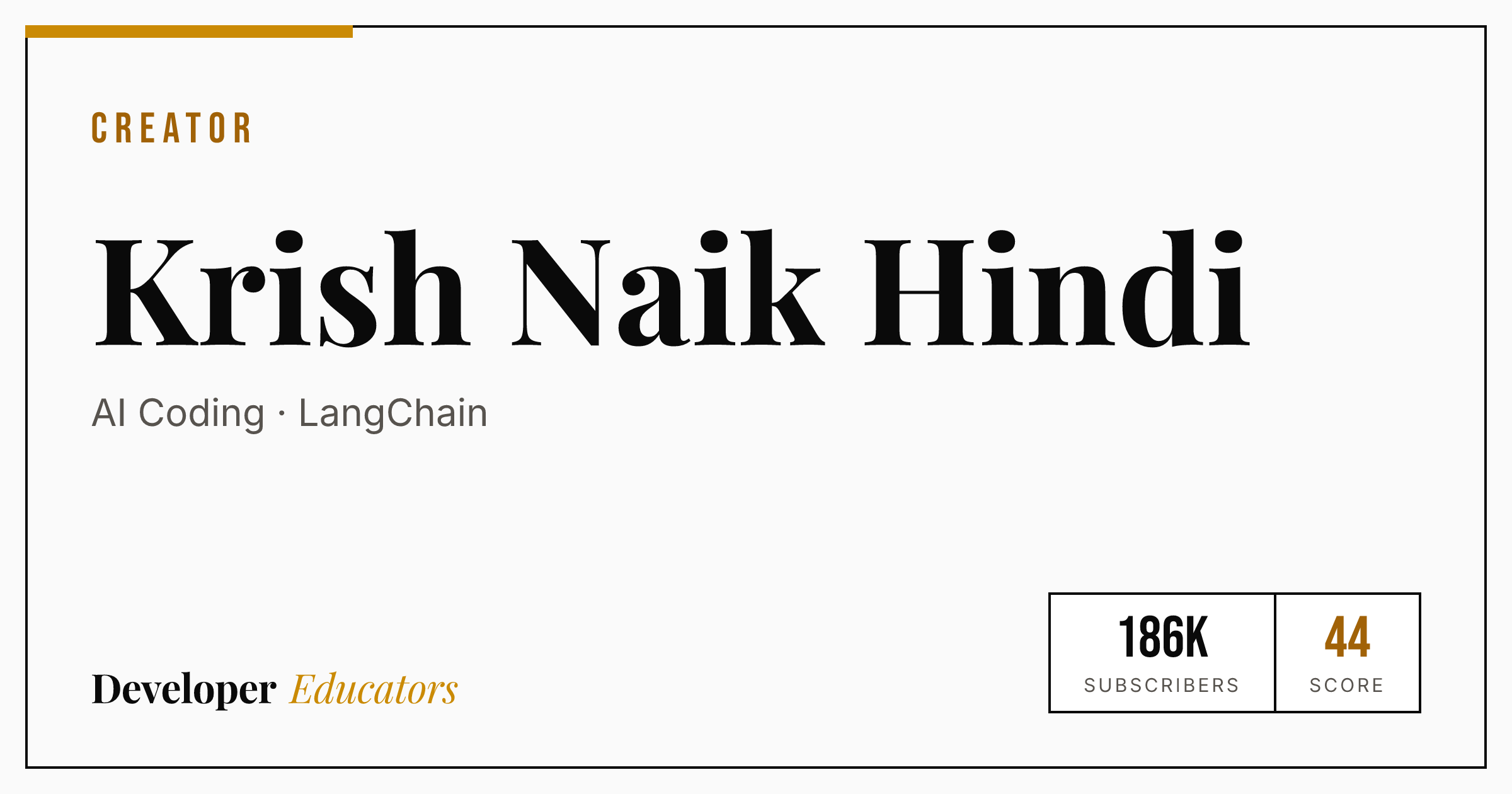 Krish Naik Hindi - AI Coding YouTube Channel | Developer Educators