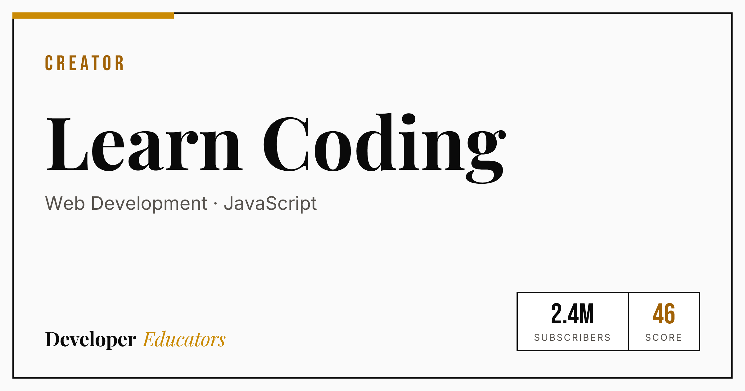 Learn Coding - Web Development YouTube Channel | Developer Educators