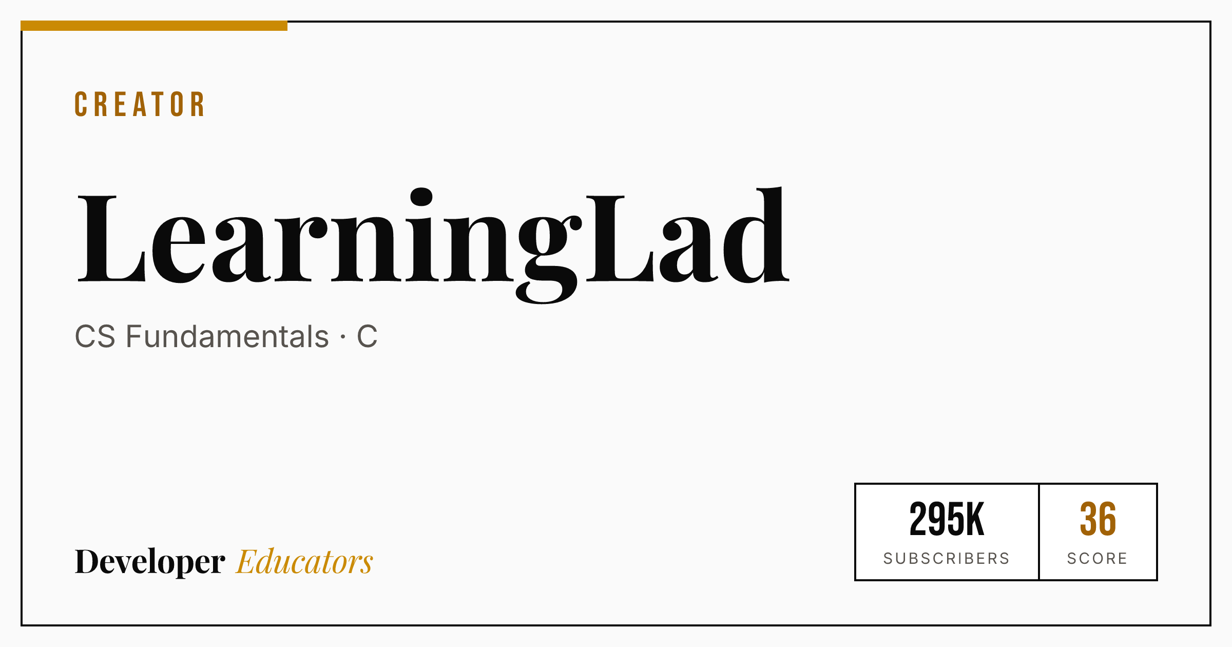 LearningLad - CS Fundamentals YouTube Channel | Developer Educators