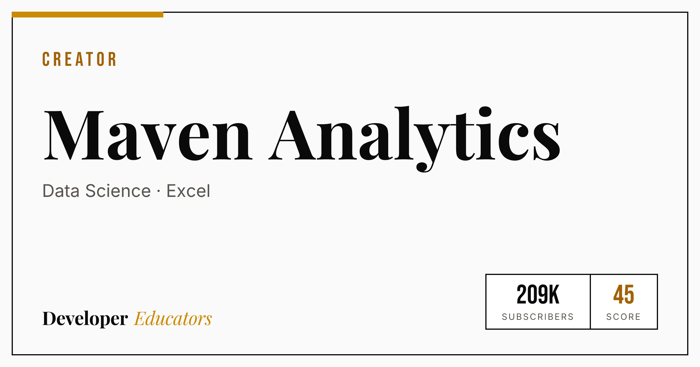 Maven Analytics - Data Science YouTube Channel | Developer Educators