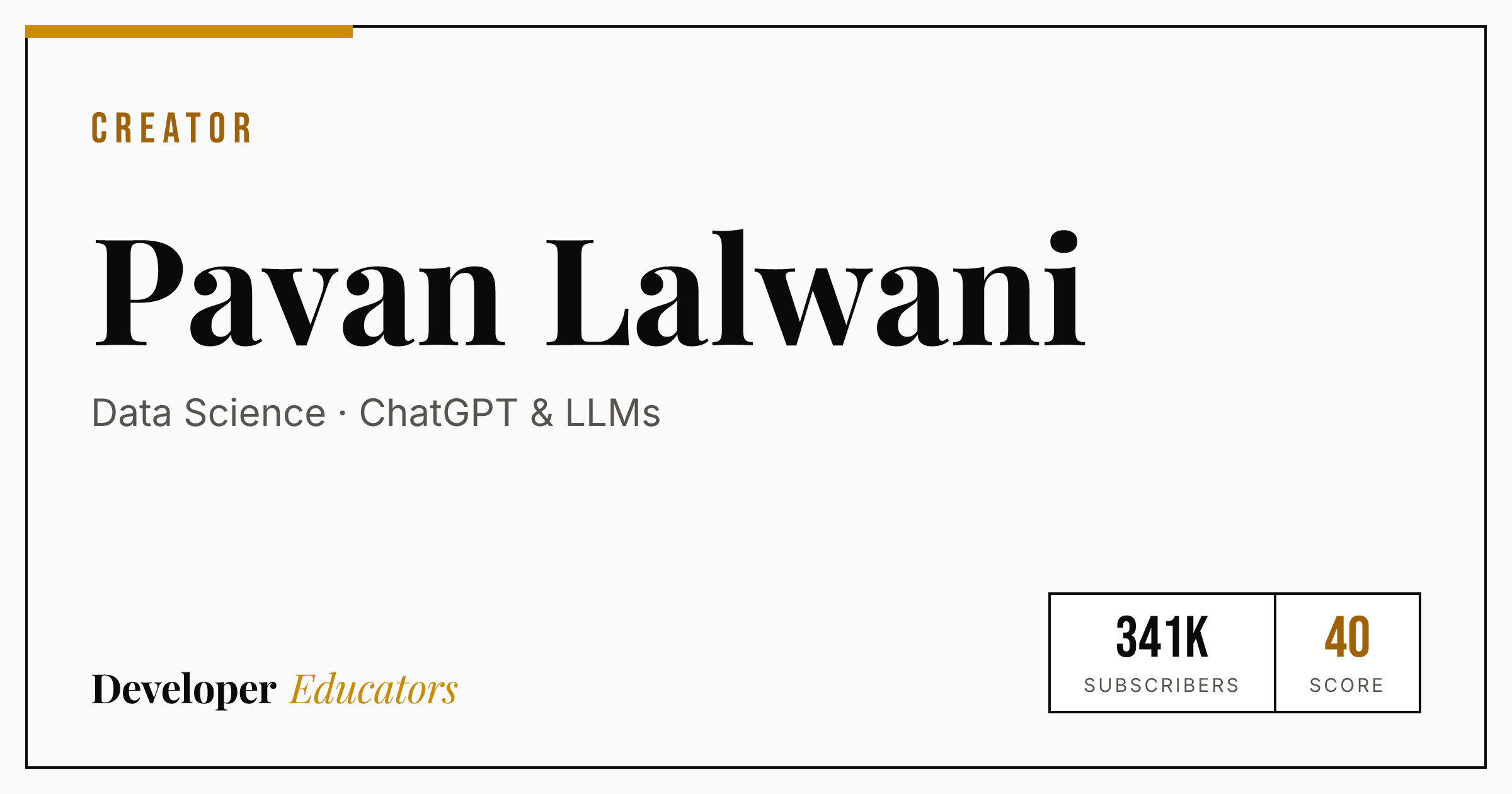 Pavan Lalwani - AI Coding YouTube Channel | Developer Educators