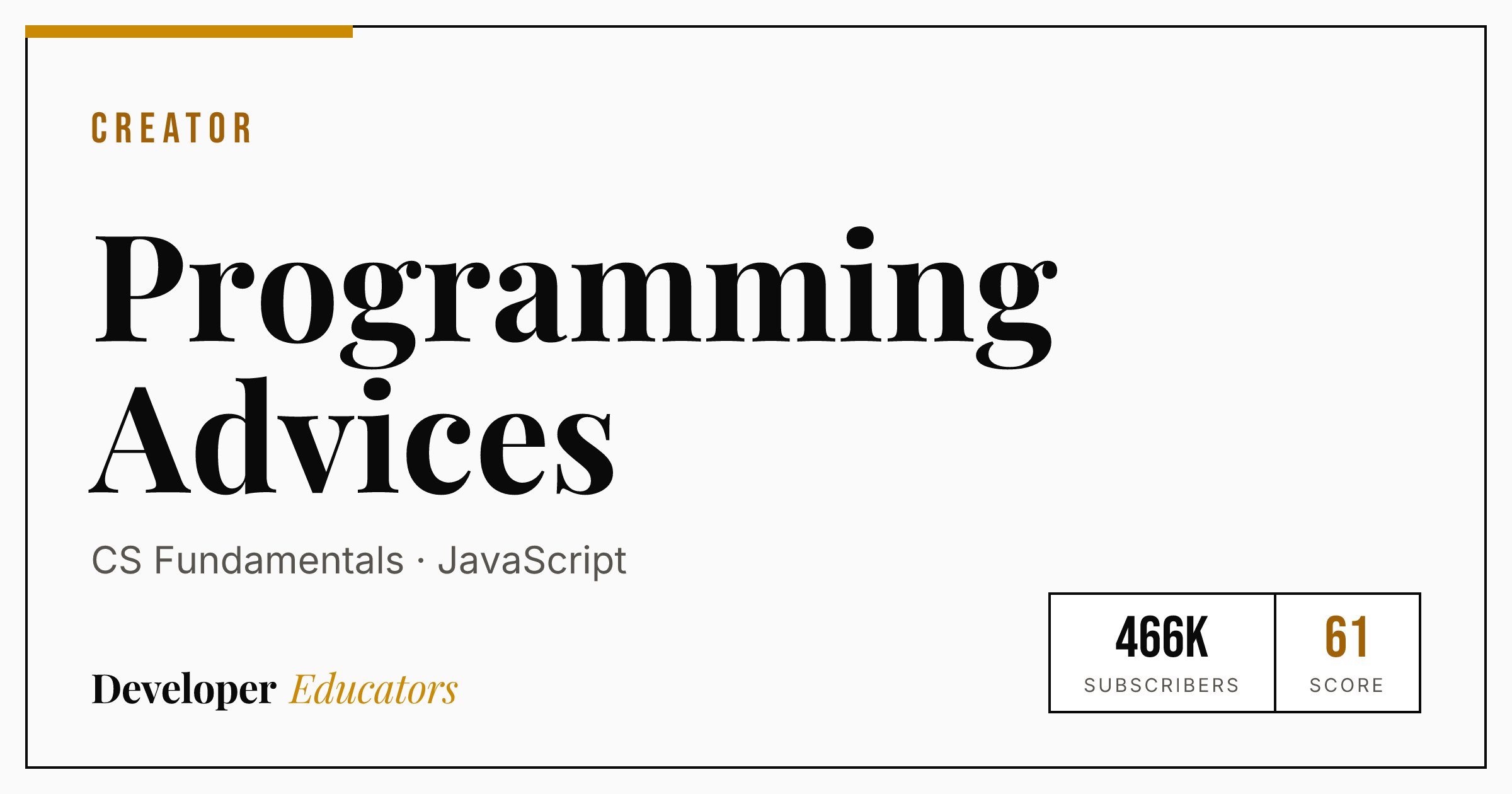 Programming Advices - CS Fundamentals YouTube Channel | Developer Educators