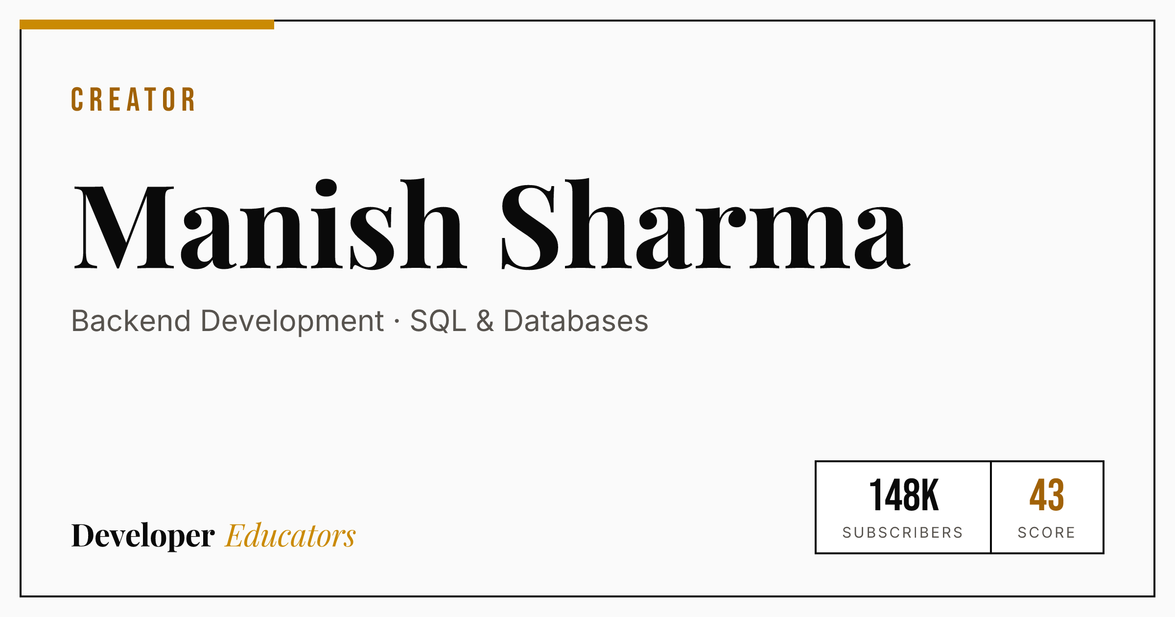 Manish Sharma - backend YouTube Channel | Developer Educators