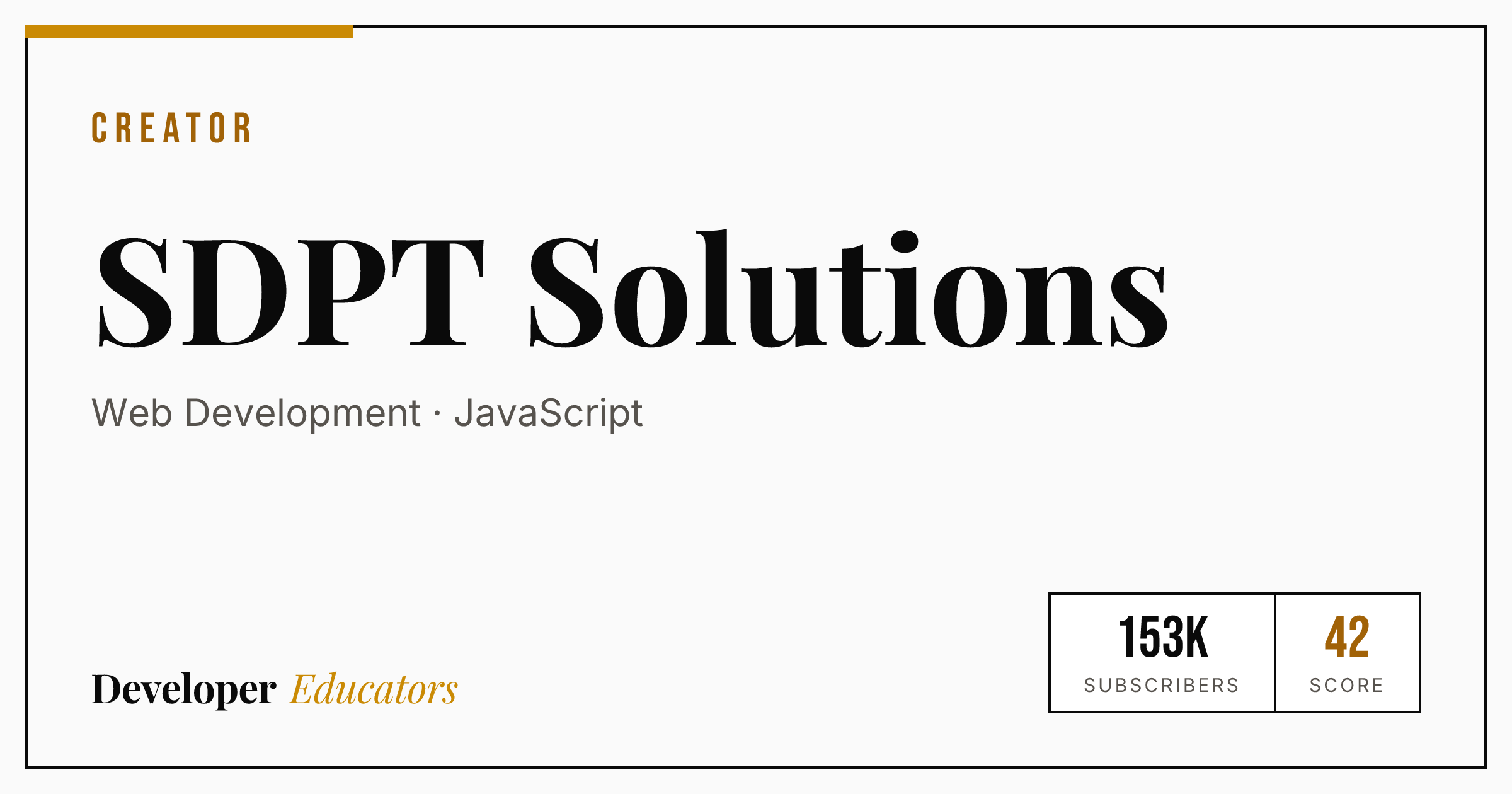 Sdpt SDPT Solutions - Web Development YouTube Channel | Developer Educators