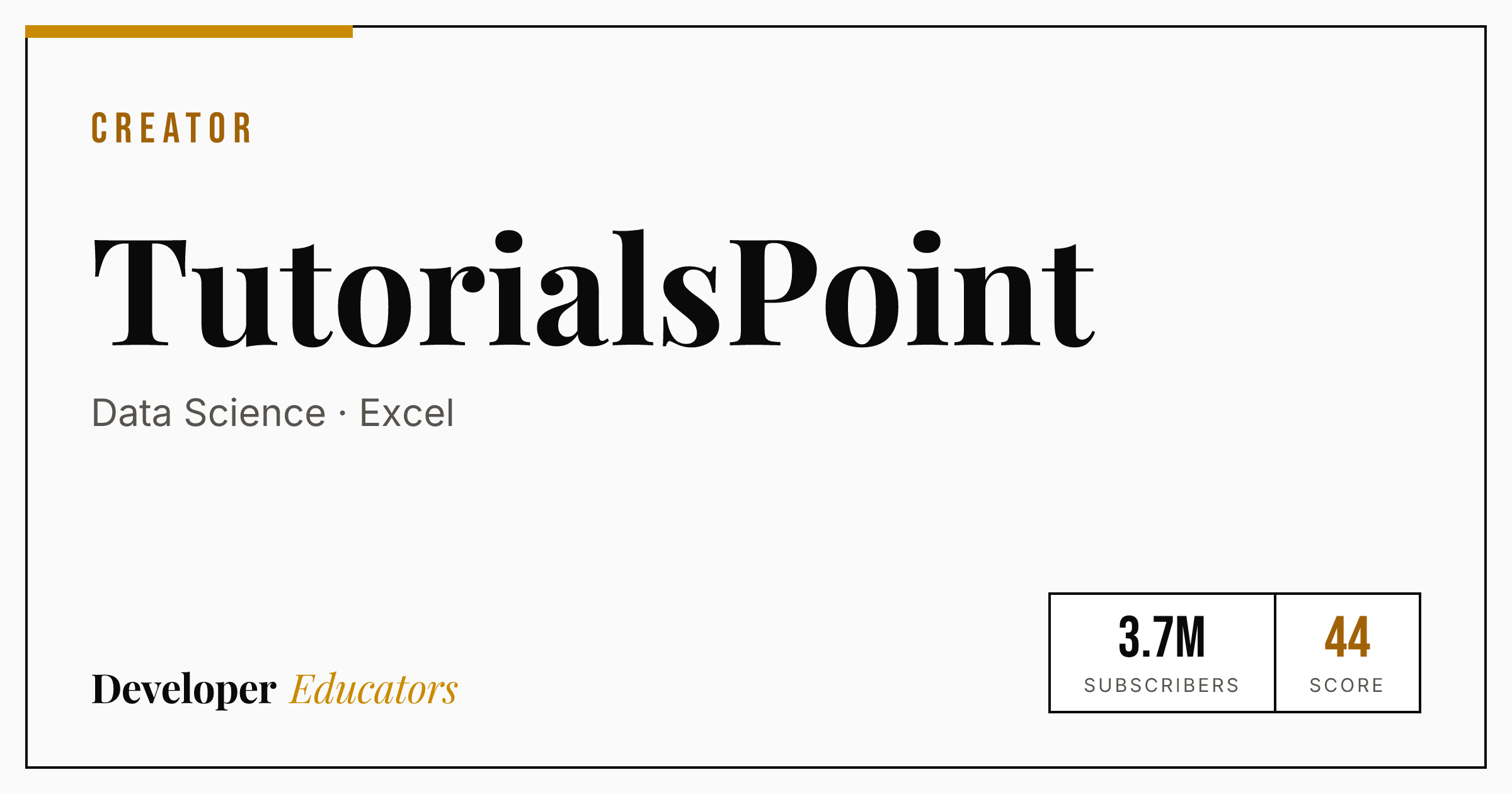 TutorialsPoint - Web Development YouTube Channel | Developer Educators