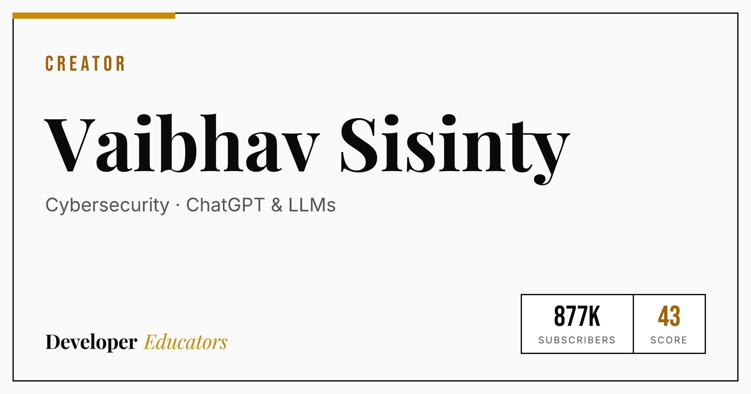 Vaibhav Sisinty - AI Coding YouTube Channel | Developer Educators