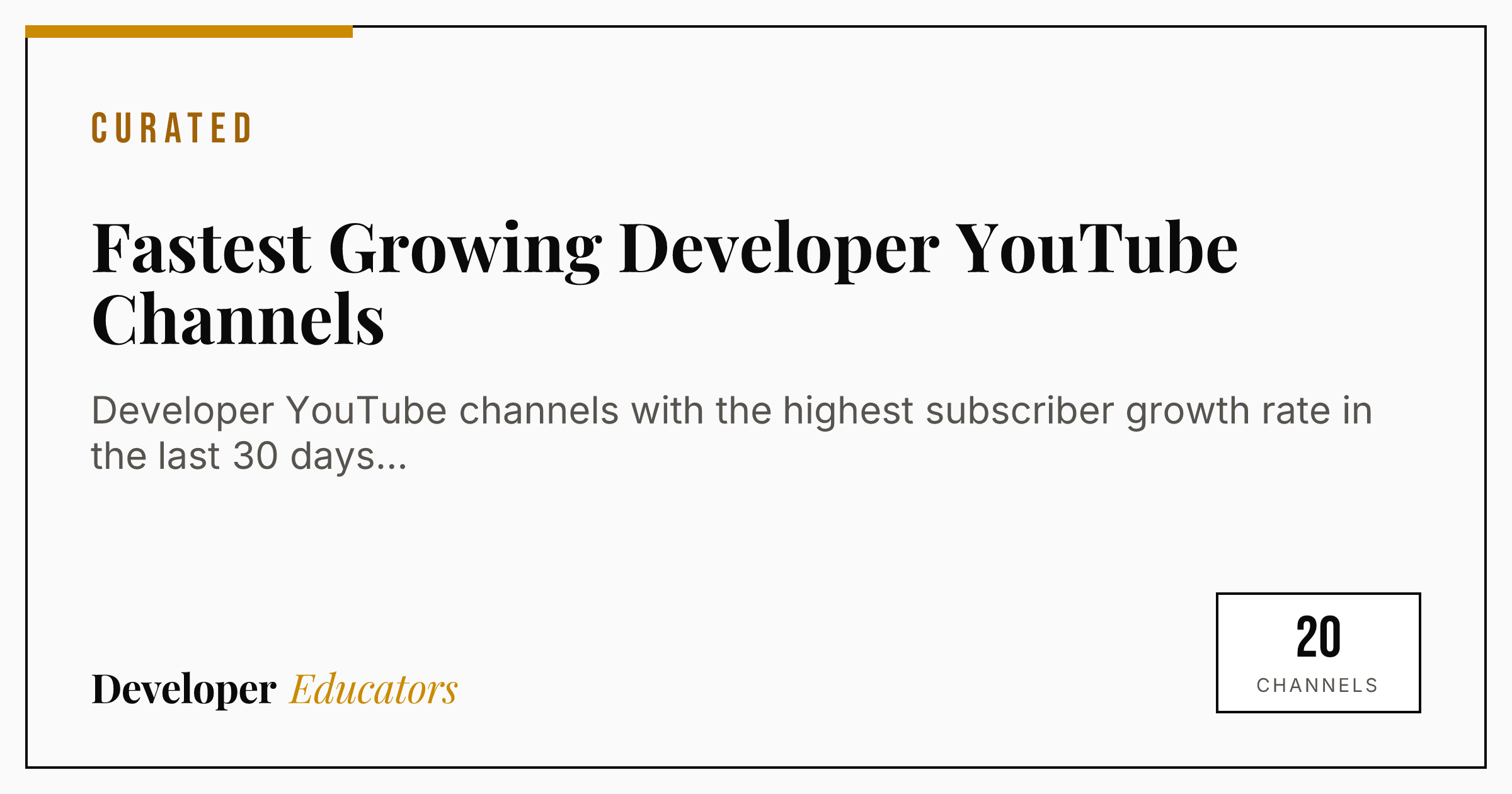 Fastest Growing Developer YouTube Channels [2026]