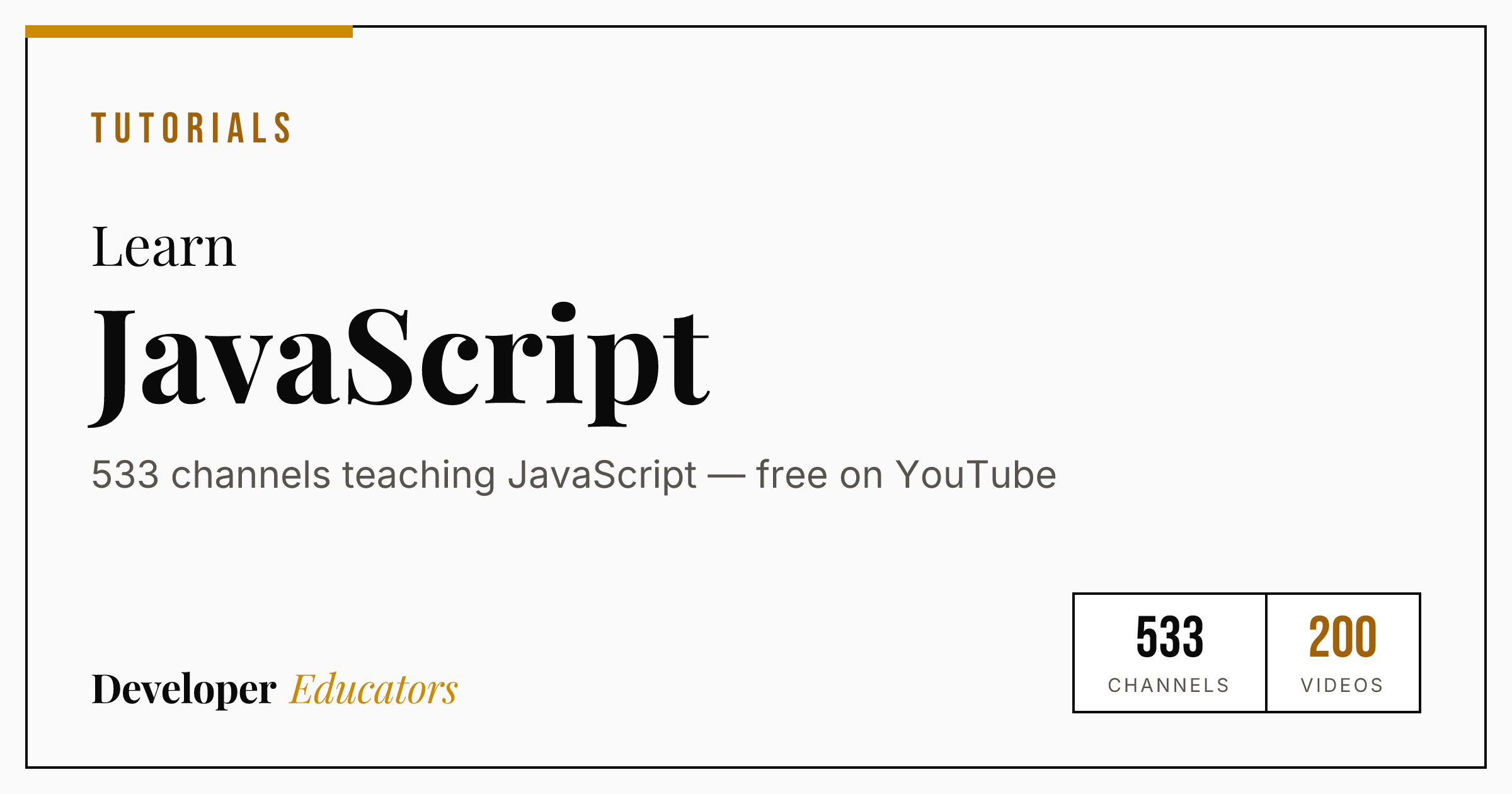 Best JavaScript YouTube Channels for Tutorials in 2026 (526 creators)