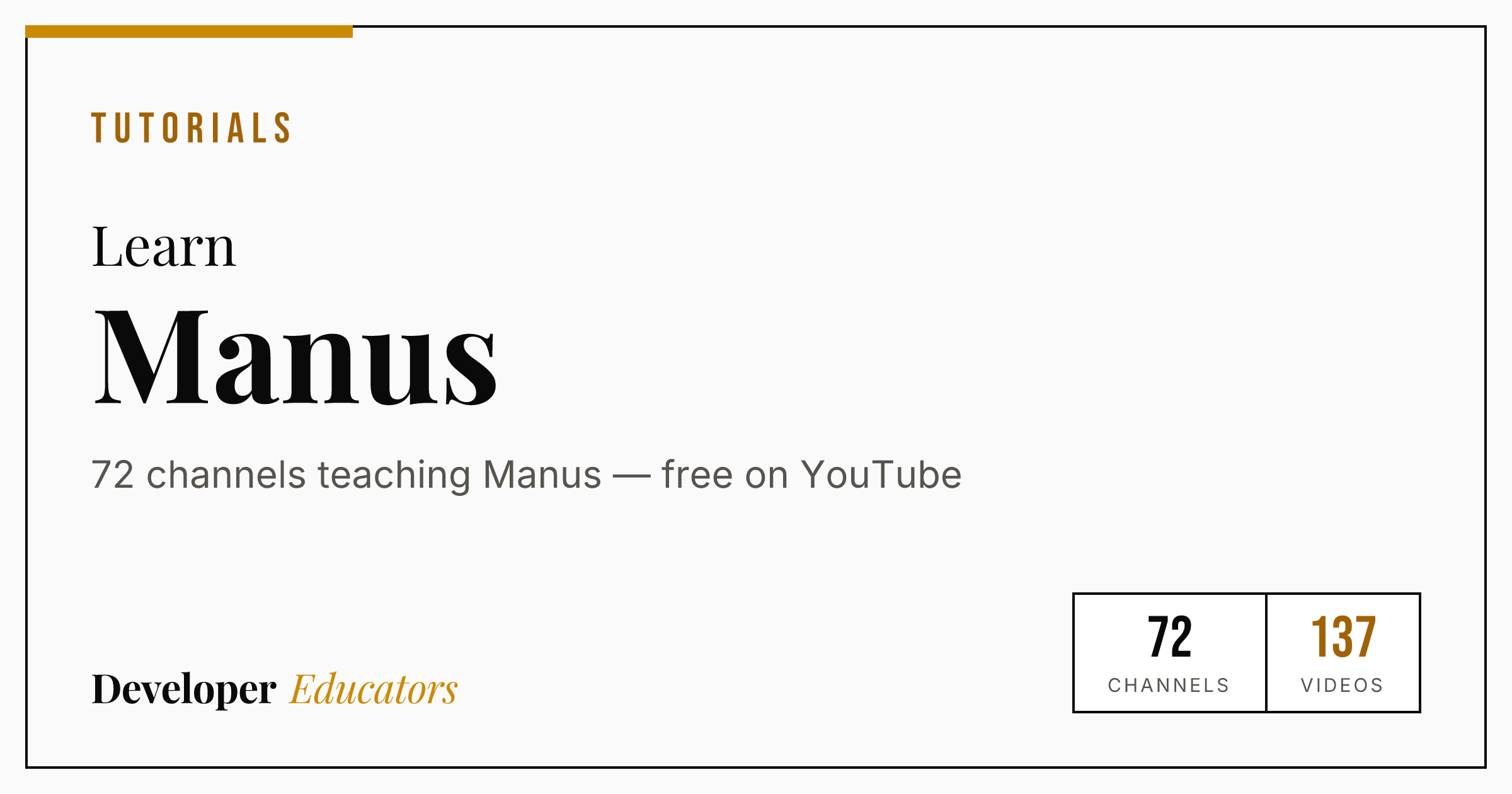 Best Manus YouTube Channels for Tutorials in 2026 (57 creators)
