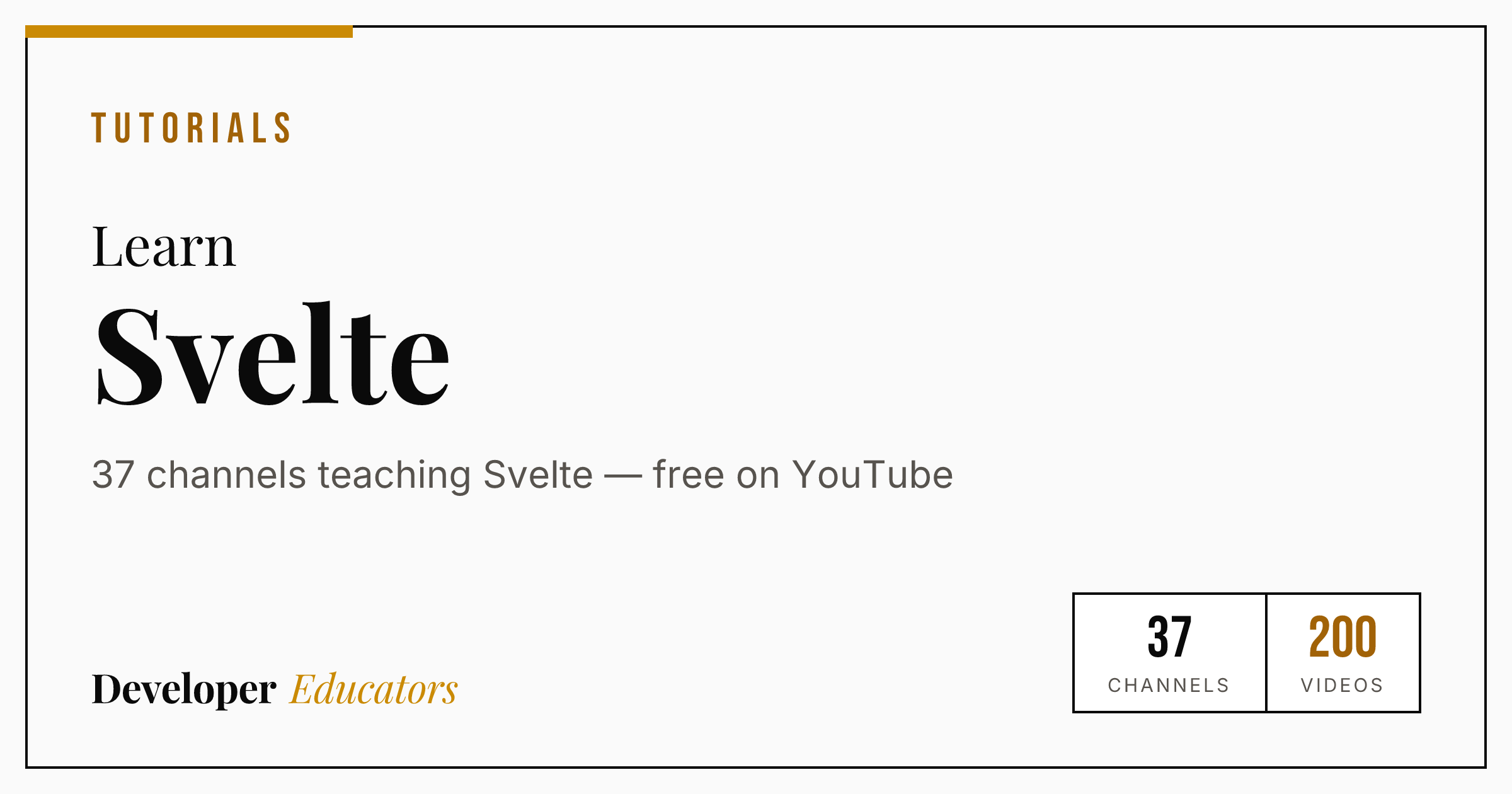 Best Svelte YouTube Channels for Tutorials in 2026 (34 creators)