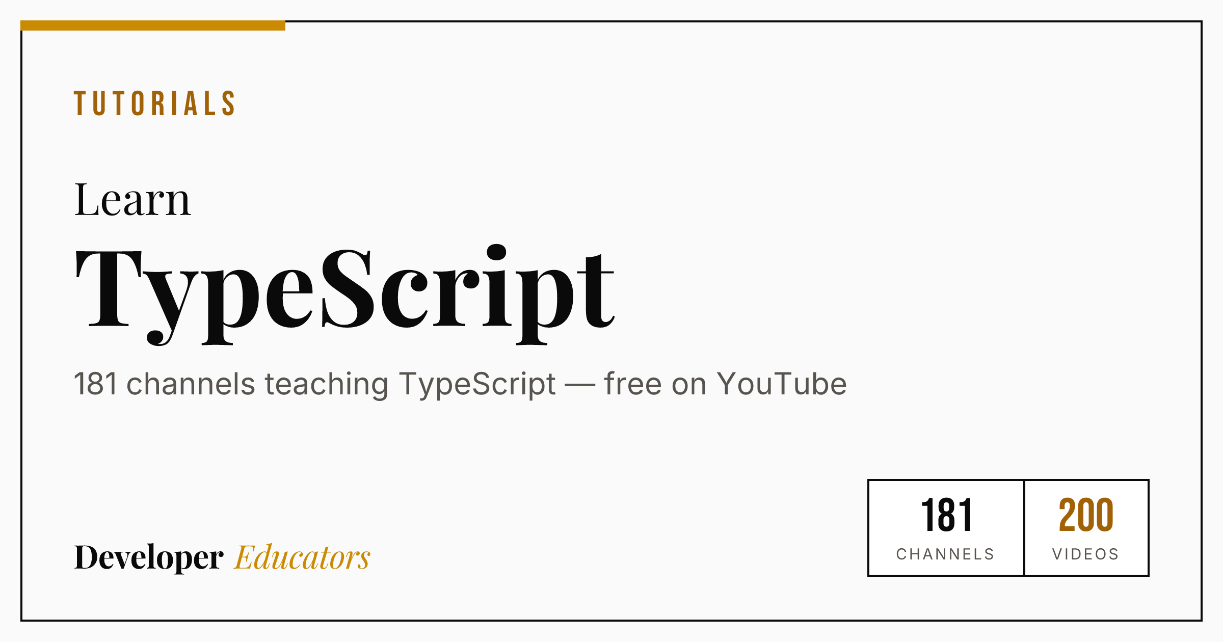 Best TypeScript YouTube Channels for Tutorials in 2026 (175 creators)